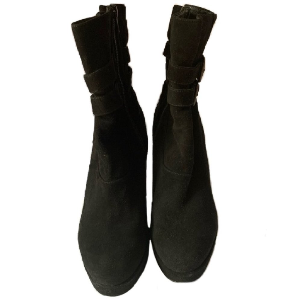 Stuart Weitzman WedgeHolster Black Suede Ankle Boots Size 9 - Picture 4 of 11